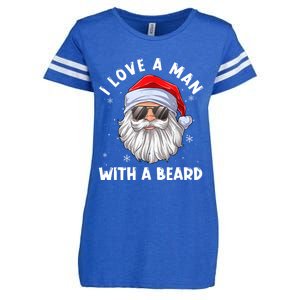 I Love A With A Beard Santa Claus Christmas Pajamas Gift Enza Ladies Jersey Football T-Shirt