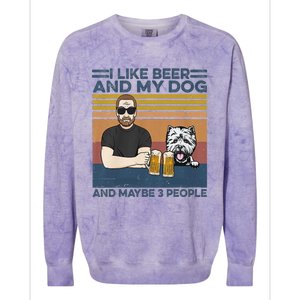 I Like Beer My Dog And Maybe 3 People Funny Dog Lovers Gift Colorblast Crewneck Sweatshirt