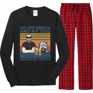 I Like Beer My Dog And Maybe 3 People Funny Dog Lovers Gift Long Sleeve Pajama Set