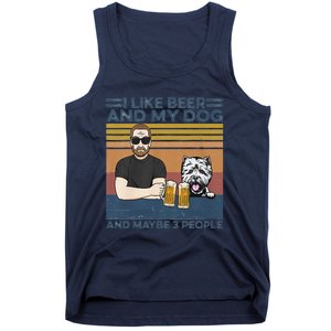 I Like Beer My Dog And Maybe 3 People Funny Dog Lovers Gift Tank Top