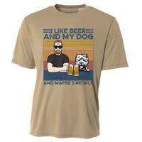 I Like Beer My Dog And Maybe 3 People Funny Dog Lovers Gift Cooling Performance Crew T-Shirt