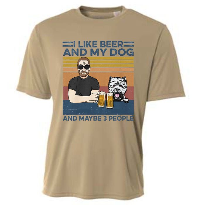 I Like Beer My Dog And Maybe 3 People Funny Dog Lovers Gift Cooling Performance Crew T-Shirt