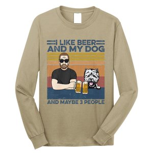 I Like Beer My Dog And Maybe 3 People Funny Dog Lovers Gift Long Sleeve Shirt