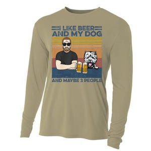 I Like Beer My Dog And Maybe 3 People Funny Dog Lovers Gift Cooling Performance Long Sleeve Crew