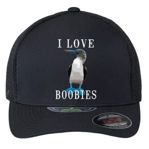 I Love Boobies Blue Footed Boobie Bird Flexfit Unipanel Trucker Cap