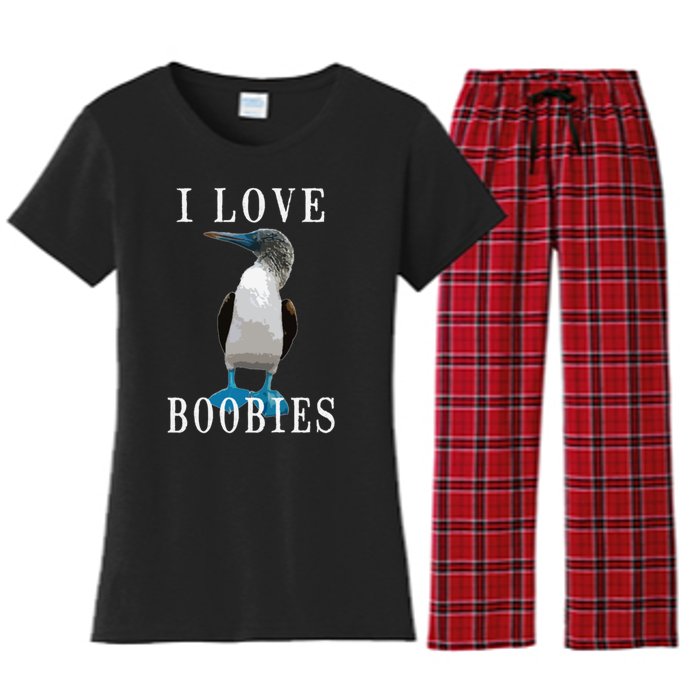 I Love Boobies Blue Footed Boobie Bird Women's Flannel Pajama Set