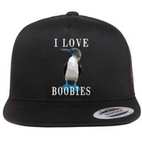 I Love Boobies Blue Footed Boobie Bird Flat Bill Trucker Hat