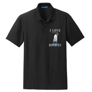 I Love Boobies Blue Footed Boobie Bird Dry Zone Grid Polo