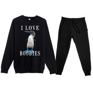 I Love Boobies Blue Footed Boobie Bird Premium Crewneck Sweatsuit Set