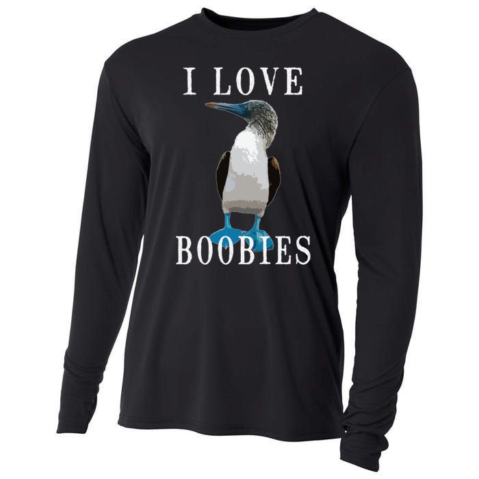 I Love Boobies Blue Footed Boobie Bird Cooling Performance Long Sleeve Crew