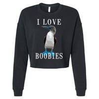 I Love Boobies Blue Footed Boobie Bird Cropped Pullover Crew