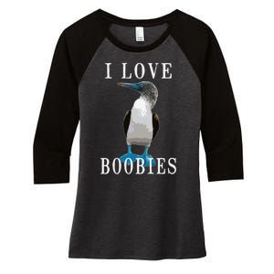 I Love Boobies Blue Footed Boobie Bird Women's Tri-Blend 3/4-Sleeve Raglan Shirt