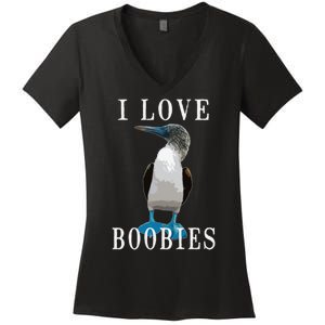 I Love Boobies Blue Footed Boobie Bird Women's V-Neck T-Shirt