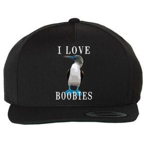 I Love Boobies Blue Footed Boobie Bird Wool Snapback Cap