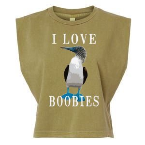 I Love Boobies Blue Footed Boobie Bird Garment-Dyed Women's Muscle Tee