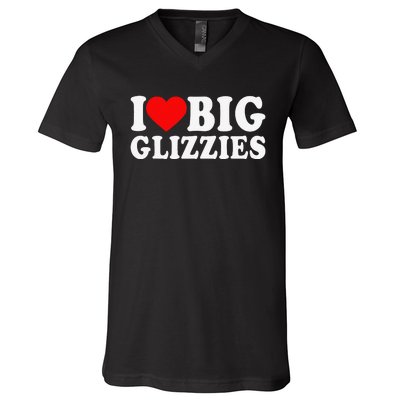 I Love Big Glizzies I Heart Hot Dog Lover Glizzy Gobbler V-Neck T-Shirt