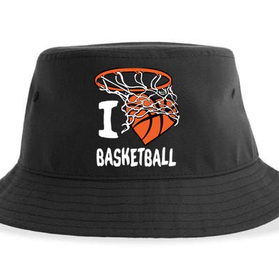 I Love Basketball Girl & Boy Basketball Hoop Sustainable Bucket Hat