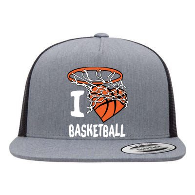 I Love Basketball Girl & Boy Basketball Hoop Flat Bill Trucker Hat