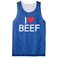 I Love Beef Gift Mesh Reversible Basketball Jersey Tank