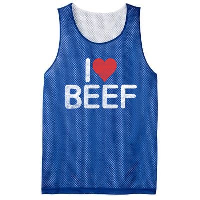 I Love Beef Gift Mesh Reversible Basketball Jersey Tank