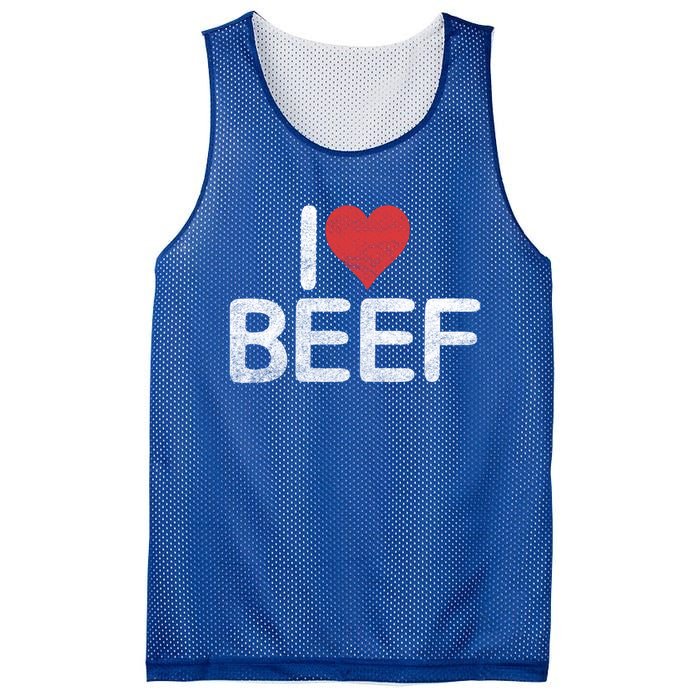 I Love Beef Gift Mesh Reversible Basketball Jersey Tank