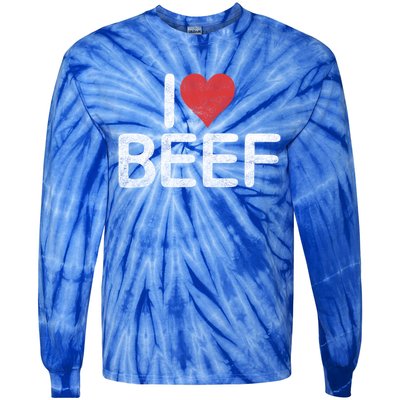 I Love Beef Gift Tie-Dye Long Sleeve Shirt