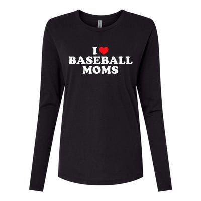 I Love Baseball Moms Funny Design Womens Cotton Relaxed Long Sleeve T-Shirt