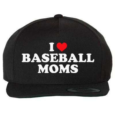 I Love Baseball Moms Funny Design Wool Snapback Cap