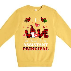 I Love Being A Assistant Principal Gnome Valentine's Day Cute Gift Premium Crewneck Sweatshirt