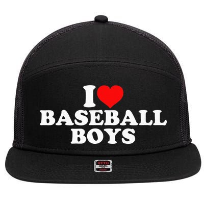 I Love Baseball funny quote player sports 7 Panel Mesh Trucker Snapback Hat