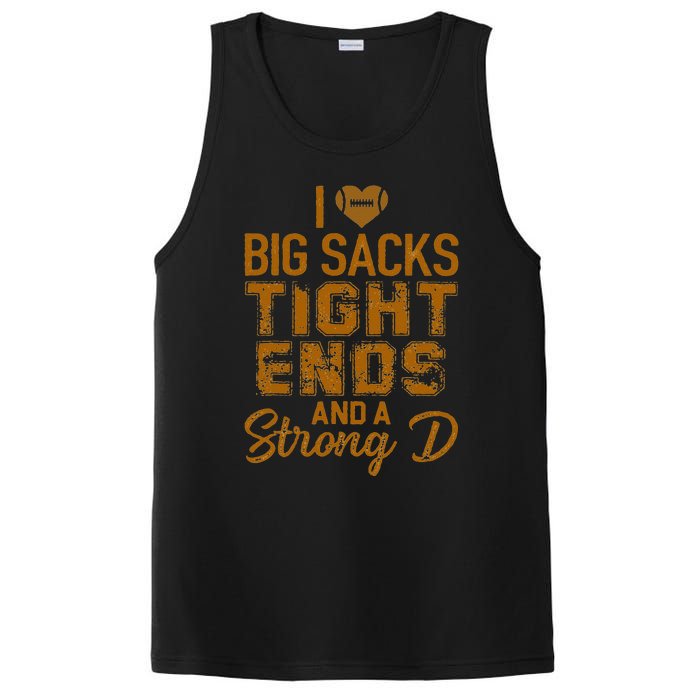 I Love Big Sacks Tight Ends And A Strong D Funny Football PosiCharge Competitor Tank