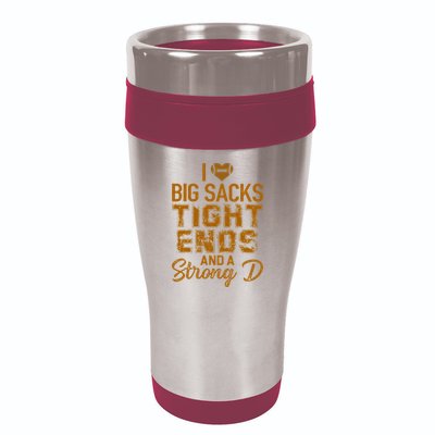 I Love Big Sacks Tight Ends And A Strong D Funny Football 16oz Travel Tumbler