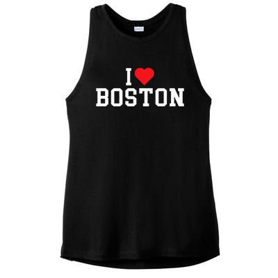 I Love Boston Massachusetts Throwback Ladies PosiCharge Tri-Blend Wicking Tank