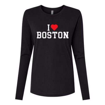 I Love Boston Massachusetts Throwback Womens Cotton Relaxed Long Sleeve T-Shirt