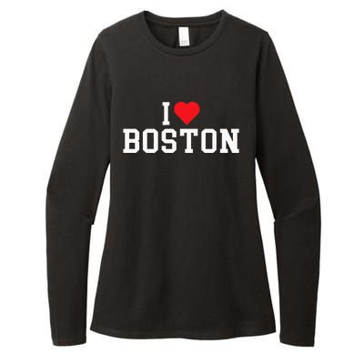 I Love Boston Massachusetts Throwback Womens CVC Long Sleeve Shirt