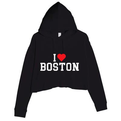 I Love Boston Massachusetts Throwback Crop Fleece Hoodie