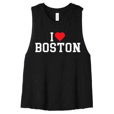 I Love Boston Massachusetts Throwback Women's Racerback Cropped Tank