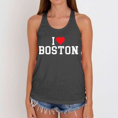 I Love Boston Massachusetts Throwback Women's Knotted Racerback Tank