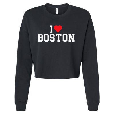 I Love Boston Massachusetts Throwback Cropped Pullover Crew