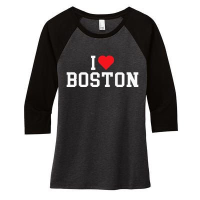 I Love Boston Massachusetts Throwback Women's Tri-Blend 3/4-Sleeve Raglan Shirt