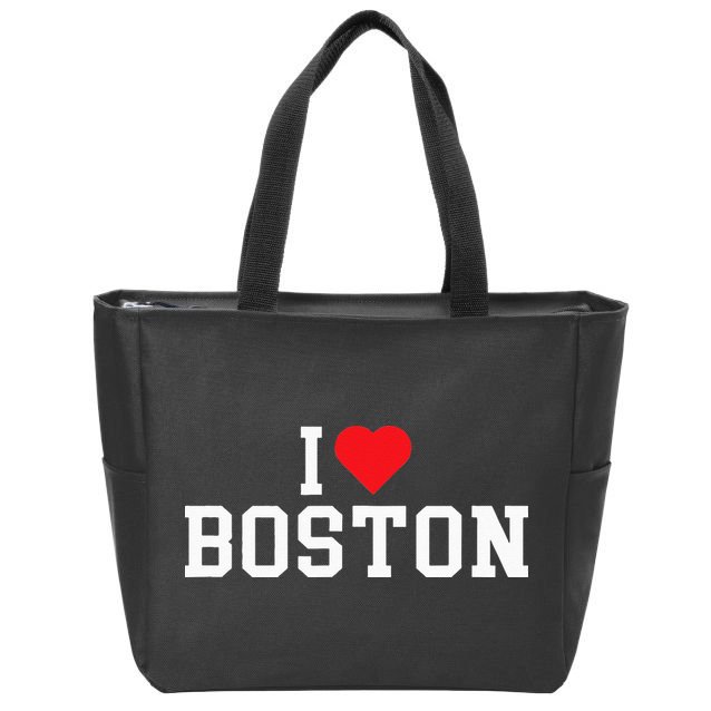 I Love Boston Massachusetts Throwback Zip Tote Bag