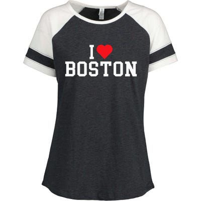 I Love Boston Massachusetts Throwback Enza Ladies Jersey Colorblock Tee