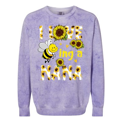 I Love Being A Nana Sunflower Bee Colorblast Crewneck Sweatshirt