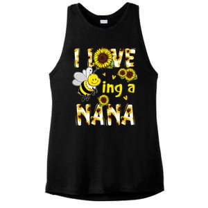 I Love Being A Nana Sunflower Bee Ladies PosiCharge Tri-Blend Wicking Tank