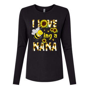 I Love Being A Nana Sunflower Bee Womens Cotton Relaxed Long Sleeve T-Shirt