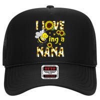 I Love Being A Nana Sunflower Bee High Crown Mesh Back Trucker Hat