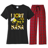 I Love Being A Nana Sunflower Bee Women's Flannel Pajama Set