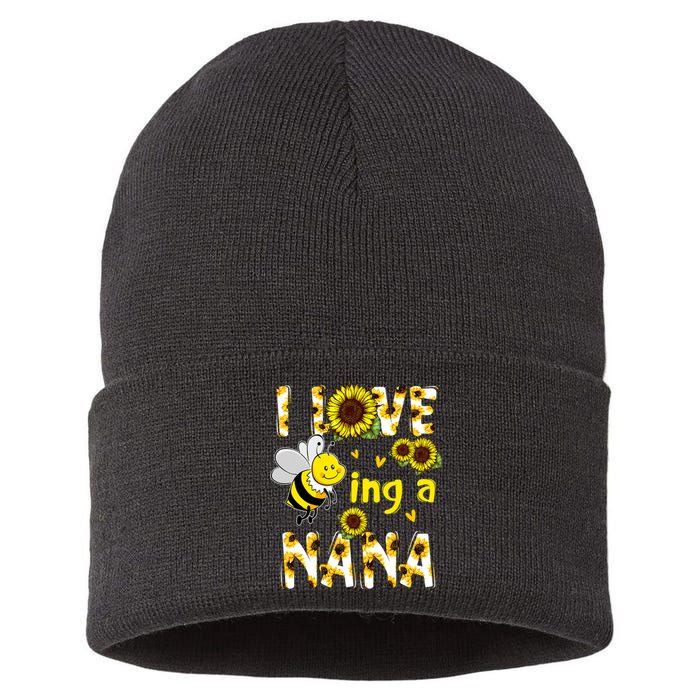 I Love Being A Nana Sunflower Bee Sustainable Knit Beanie