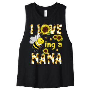 I Love Being A Nana Sunflower Bee Women's Racerback Cropped Tank