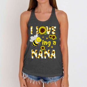 I Love Being A Nana Sunflower Bee Women's Knotted Racerback Tank